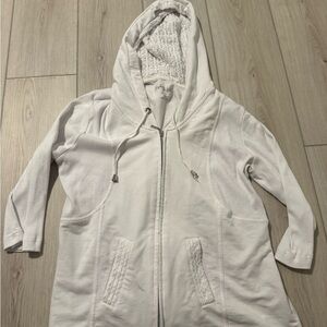 White Hooded Zip-Up Jacket